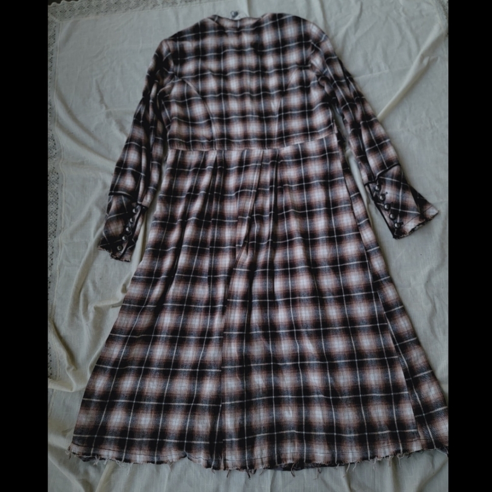 We The Free People ODESSA Military Style Plaid Trench Coat Duster Jacket READ!! - Picture 5 of 16
